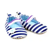 New Baby Girl Nay & White crib shoes 0 - 6, 6-12, 12-18 Months