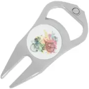 Watercolor Bicycle Golf Ball Marker Divot Repair Tool Bottle Opener