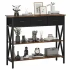 3-Tier Console Table Hallway Table Sofa Table w/ Drawer Entryway Table Walnut