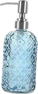 COSMEVIVI Empty Bottles for Lotion Pump Product Cleaner White Bathroom Bin Liquid Dispenser for Bathroom Cup Sink Bottles Dispense Beverage Toiletry Liquid Clear Refillable Soap Glass Blue