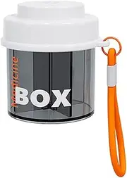 New Portable Sealed Pill Case with Rotatable View Window - Small Travel Pill Dispenser & Storage Box with Lid(White)