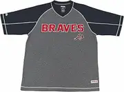 MLB Atlanta Braves Men's Fine Gauge Mesh V-Neck Raglan Shirt