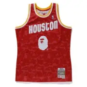 BAPE x Mitchell & Ness Houston Rockets Camo Basketball Swingman Jersey Red S