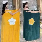 Microfiber Ladies Shower Bathrobes Wearable Sauna Towels Women Bath Towels Spa