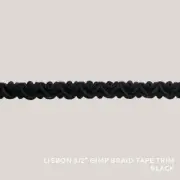 50 YARDS / Lisbon 1/2" Gimp Braid Tape Trim Black / By the bolt