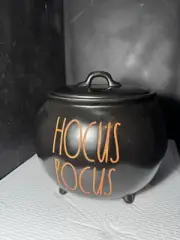 Rae Dunn Halloween Black Orange HOCUS POCUS Cauldron Cookie Treat Candy Jar (Z72