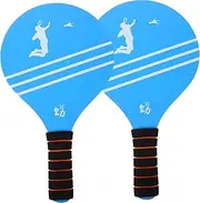 KOMBIUDA 2pcs Badminton Wooden Paddles Durable Paddle Ball Rackets for Lightweight Indoor and Outdoor Beach Game Skid Handle for