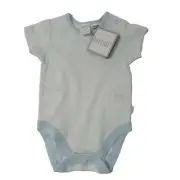 Cotton Romper Suit Short Sleeve Baby Size 00 Bertini Light Blue strips