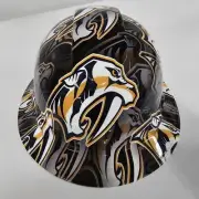 full brim hard hat custom hydro dipped IN NASHVILLE PREDATORS SMASHVILLE NEW