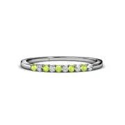 TriJewels Peridot & Diamond Wedding Band Stackable 0.77 ctw 14K Gold JP:158889