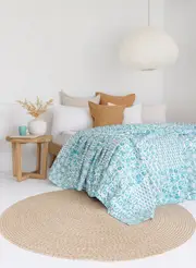 Kantha Quilt Indian Quilt Block Print Quilt Bedspread Bohemian Boho Cotton Throw Quilt Handmade Blanket Doona King Size 053