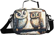 Owl Butterfly Cute Insulated Lunch Box for Women Men - Ideal for Work, Picnics - Includes Adjustable Shoulder Strap