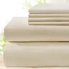 6 Pieces Bed Sheets SetKing Cream Beige Hotel Luxury Super Soft 1800 Thread Co