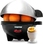 Geepas 3-in-1 Egg Boiler Poacher, 350W | Electric Egg Cooker & Omelette Maker, Vegetable Steamer | Poaching Bowl, Measuring Cup with Egg Piercer | Up to 7 Egg Capacity, Soft Medium & Hard-Boiled Eggs