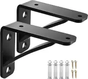 SPACEEUP 2PCS Heavy Duty Shelf Brackets 4 x 4"x5"x1.5", Black