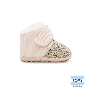 美國 TOMS 童鞋 粉色棉麻拼接刷毛嬰兒鞋 休閒鞋 (10公分)