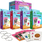 Words Toddler Flash Cards Set of 4 - Number Flash Cards, First Words, Colors and