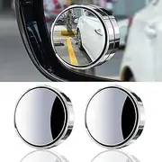 KEWAYO 2PCS Automotive Blind Spot Mirrors, Small Round Convex Adjustable 360°Rotate Wide Angle Car Rear View Mirror for Cars SUV and Trucks, Silver