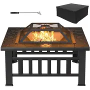 32-inch Fire Pits Outdoor Patio Metal Multifunctional Firepit Table with Wate...