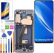HLYGZX Replacement Display for Samsung Galaxy S20 4G LCD Screen TFT, G980F Display Screen Touch Digitizer Assembly Repair Parts Kit (Black with Frame, Without Fingerprint, Not for 5G Version)