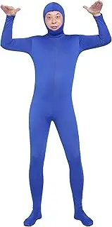 おもしろ倶楽部(omoshiro club) Costume Full Body Tights, Blue, XS, Children's Size, Height 51.2-55.1 inches (130-140 cm), With Face Portion, Kigurumi (SS03-2H)