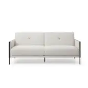 Design Square Designer Fabric Modern Luxury 3-Seater Sofa Bed Lounge - White