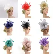 Ladies Women Fascinators Feather Flower Hat Headband Wedding Party Headpiece