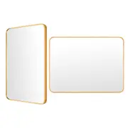 TOOLKISS 2 Set Wall Mirror Rectangular Aluminum Frame Bathroom Mirror 60x80cm GOLD – Modern Chic Water-Resistant Mirror for Bedroom, Living Room, Entryway