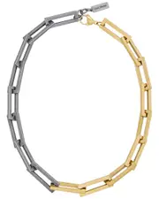 st. Moran 18K Plated Mixed Metal Oversized Rectangular Paperclip Chain Necklace