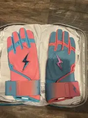 IN HAND! NEW! Bruce Bolt Max Clark Long Cuff Batting Gloves Large Pink w/ Teal