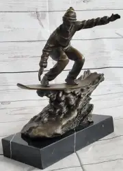 Snowboarder Bronze Metal Sculpture Statue Figure Trophy on Marble Base