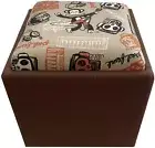 Ottoman Storage Pouf Bench Toy Box Seat Foot Stool square Cube Paul Frank Brown