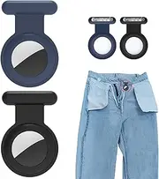 2 Pack Holder Case Compatible for Airtag Tracker, Silicone Hidden GPS Kid Airtag Holder with Invisible Pin, Anti Lost Apple Air Tag Case Cover for Toddlers, Elderly, Pet, Clothing(Blue and Black)