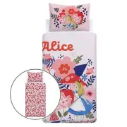Alice in Wonderland Duvet Cover Set Single Cotton Children's Bedding Reversible