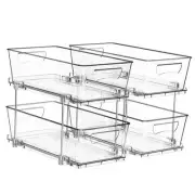 2 Tier Basket Drawer Cabinet Pull-Out Organizer, 2 Pack, Clear