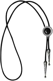 [qwmvhfg] Western Cowboy Casual Men'S Bolo Tie - Handmade Leather Rope Vintage Mystic Blue Gem Ethnic Leaf Lace Bola Tie Shoestring Necktie