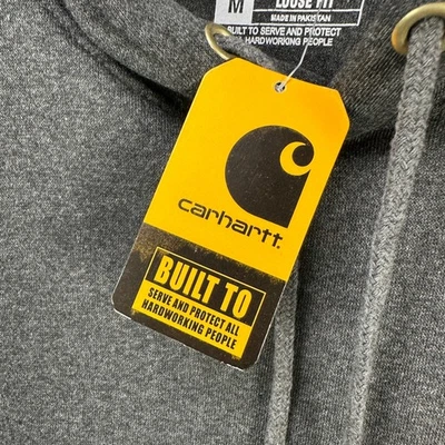 Carhartt Mens Hoodie Sweatshirt Medium Gray Loose Fit Pocket Logo TS0288-M NEW