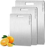 Titanium Cutting Board Set of 3, 100% Pure Titanium Boards for Kitchen, Double-Sided, Durable and Non-Stick, Titancut Food Grade, for Cutting Meat Vegetable Fruit (2mm)