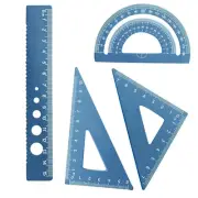 4 Pcs Metal Ruler, Triangular Scale Ruler Set, Metal Protractor, Aluminum Ruler