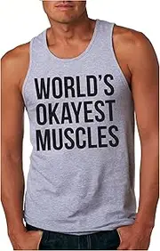 [Crazy Dog T-shirts] Worlds Okayest Muscles Tank Top Funny Flexing Gym Fitness Humor Workout Tee