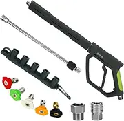 janz Pressure Washer Gun Kit, 5000 PSI Black High Power Washer Gun with M22 Fittings, 1/4'' Quick Connector, 5 Spray Nozzle Tips and Nozzle Holder