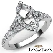 Halo Pave Setting Marquise Semi Mount Diamond Engagement Ring Platinum 950 0.5Ct