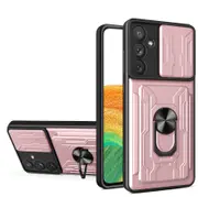 case For Samsung A34 5G Slide Camera Lens Protection and Built in 360 Rotatable Ring Holder - Rose Gold