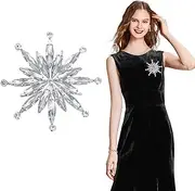 NICENEEDED Flower-sharp Extra Large Brooth Pin, Sparkly Rhinestone Stylish Crystal Brooch, Elegant Decoration Corsage Lapel Pins for Women Weddings
