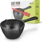Cast Iron Melting Pot, Cast Iron Basting Pot for Grill Cooking, Cast Iron Sau...