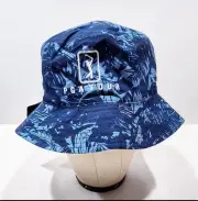 PGA Pro Series Bucket Hat OSFM Reversible Blue Palm Moisture Wicking UPF 50+ NEW