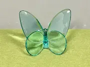 Vintage Baccarat Crystal Papillon Lucky Light Blue Teal Butterfly 2.625 In High