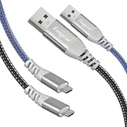 PS4 Micro USB Cable 5m, 2 Pack Fasgear Extra Long Fast Charging High Speed Data Sync Micro USB 2.0 Cord Compatible for Playstation 4 Controller,X-box,Galaxy S7/S6,Sony,Nexus,Security Camera,Baby Monitor (16.5ft, Black, Blue)