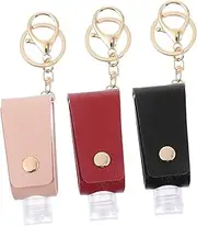 OFFIGAM 3Sets Refillable Travel Keychain Holders Hand Bottle Covers Durable PU Holders for Lotion Soap Essential Oils Convenient Portable Use