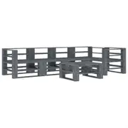 6 Piece Garden Pallet Lounge Set Wood Grey
